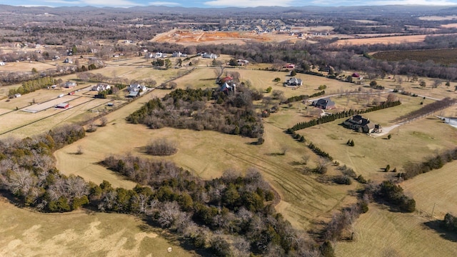 aerial view featuring a rural view