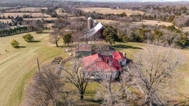 bird's eye view with a rural view