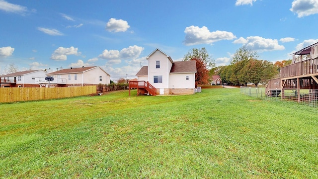 view of yard featuring a deck