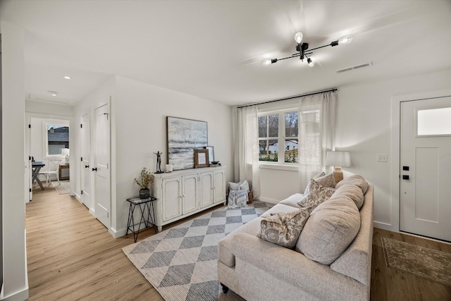 living room featuring light hardwood / wood-style flooring