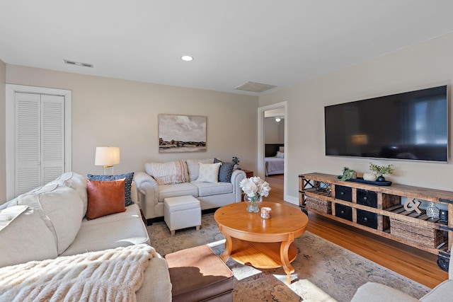 living room featuring hardwood / wood-style flooring