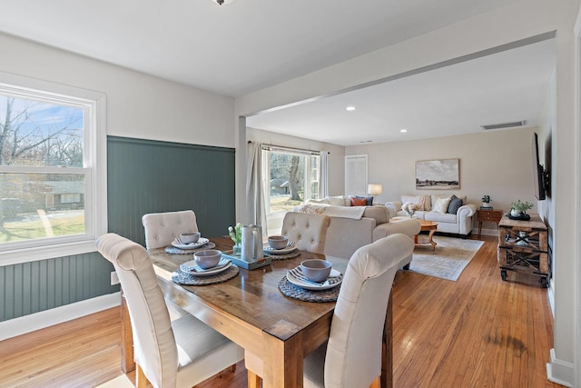 dining area featuring light hardwood / wood-style floors