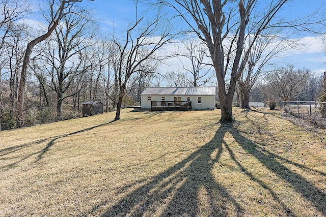 view of yard with a deck