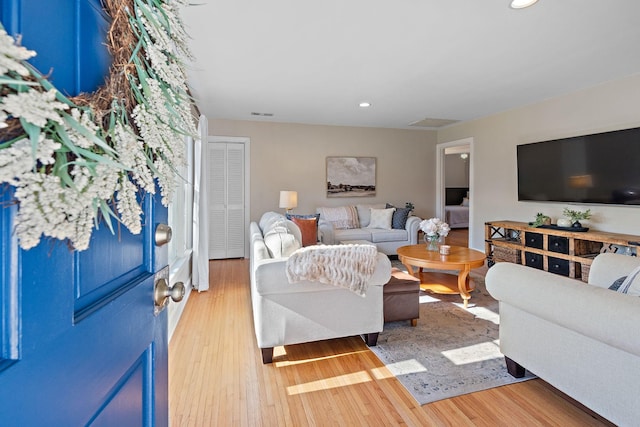 living room featuring light hardwood / wood-style flooring