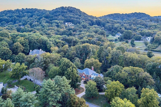 view of aerial view at dusk