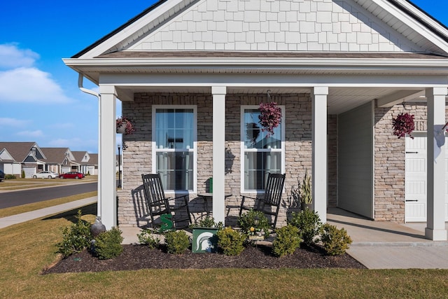 exterior space featuring covered porch