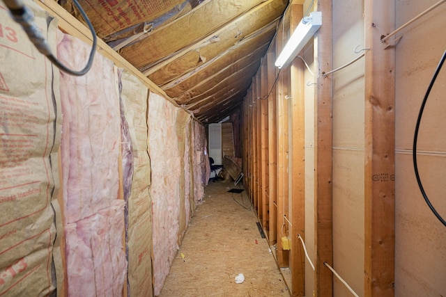 view of unfinished attic