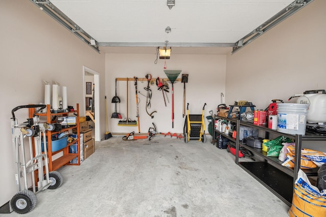 garage with a garage door opener