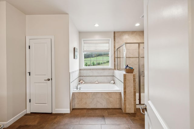 bathroom with plus walk in shower