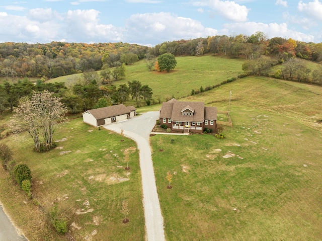 drone / aerial view with a rural view