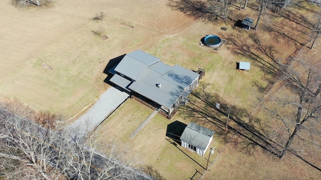 drone / aerial view with a rural view