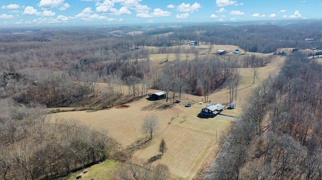 birds eye view of property with a rural view