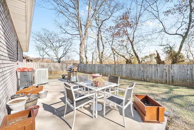 view of patio with central AC unit