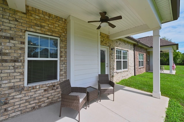 view of patio / terrace with ceiling fan