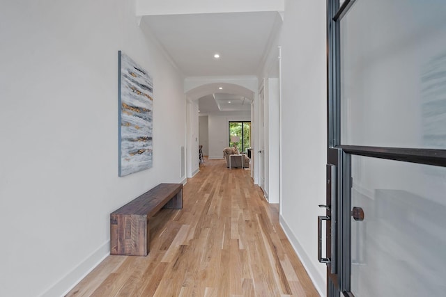 hallway featuring light wood-type flooring