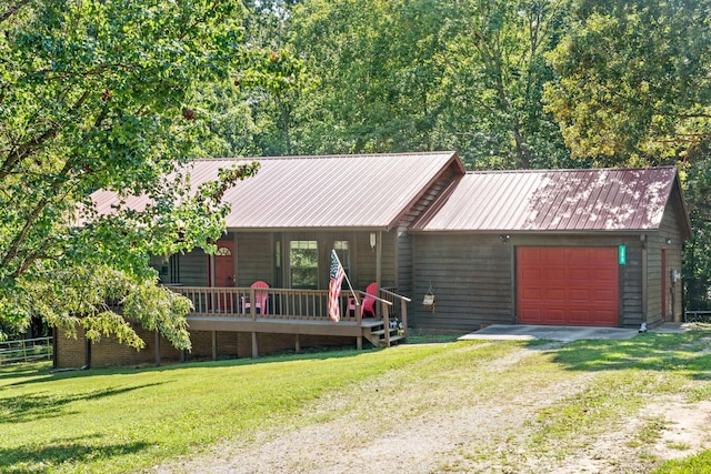 single story home with a garage and a front yard