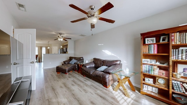 living room with light wood-type flooring