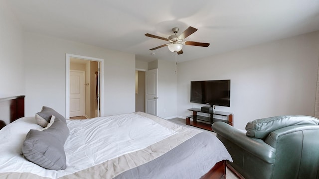 bedroom featuring ceiling fan