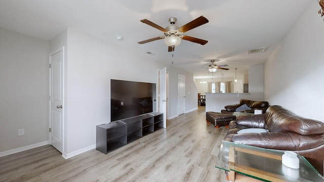 living room featuring light hardwood / wood-style flooring