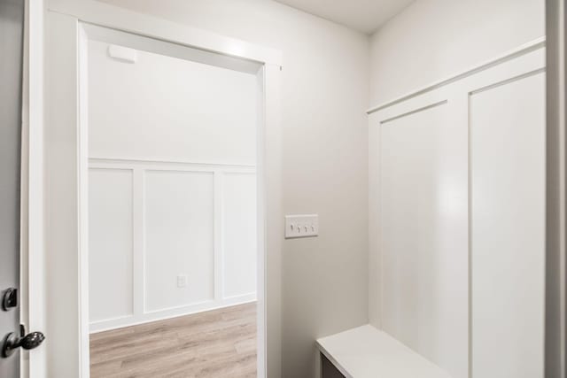 mudroom with light wood-type flooring