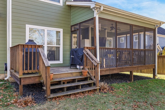 exterior space featuring a yard and a deck