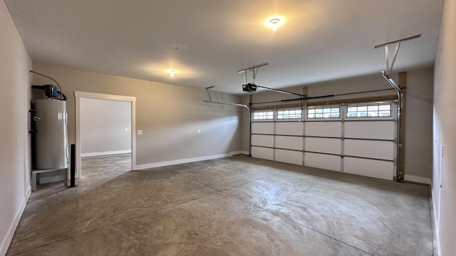 garage featuring a garage door opener and gas water heater