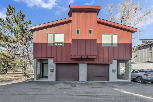 contemporary home featuring a garage