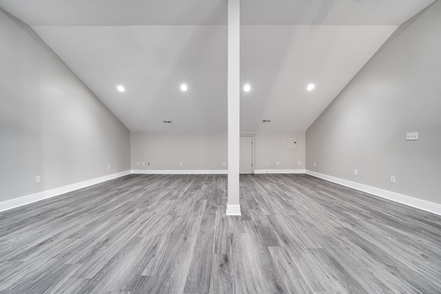 basement featuring hardwood / wood-style flooring