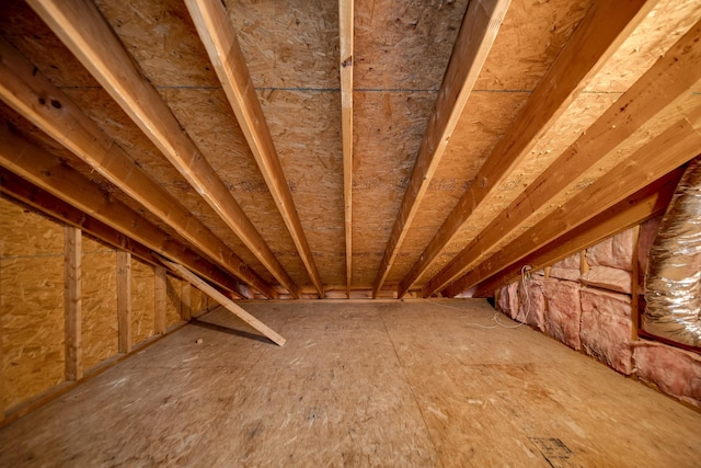 view of unfinished attic