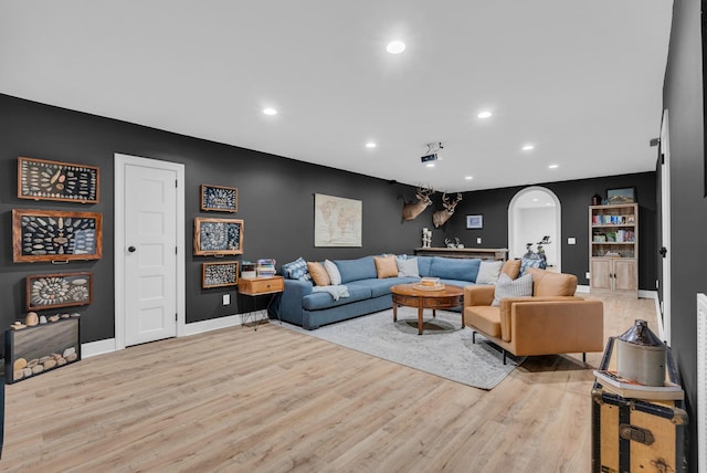 living room featuring light hardwood / wood-style flooring