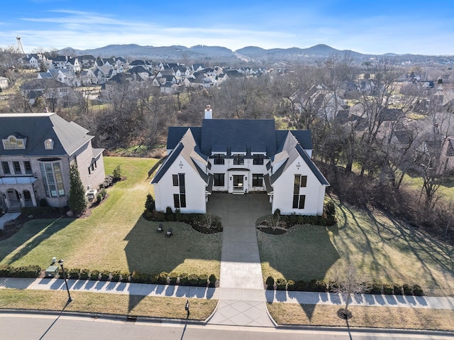 aerial view with a mountain view