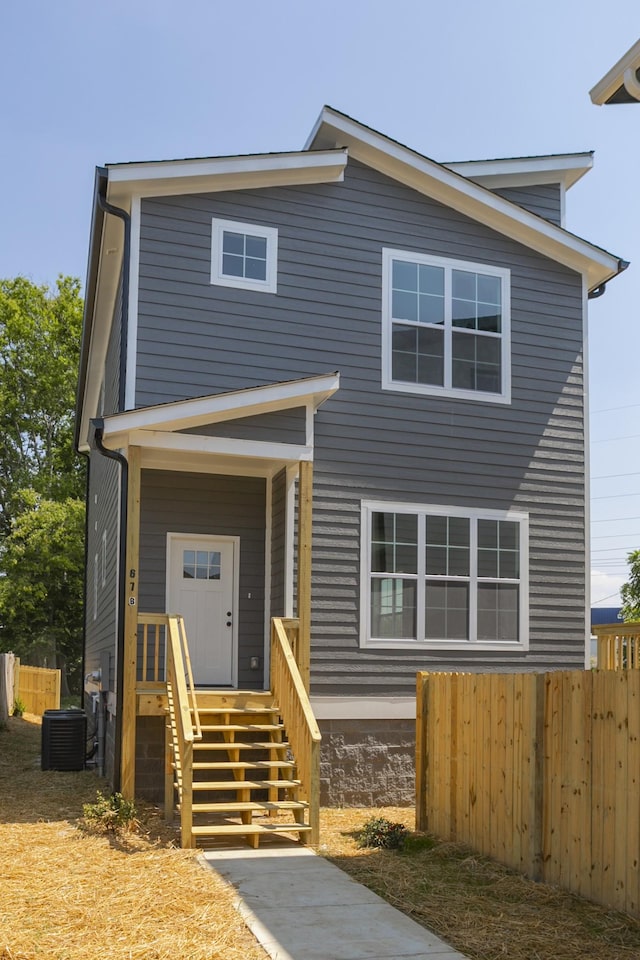 view of front facade with central AC unit