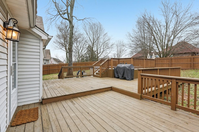 deck featuring area for grilling