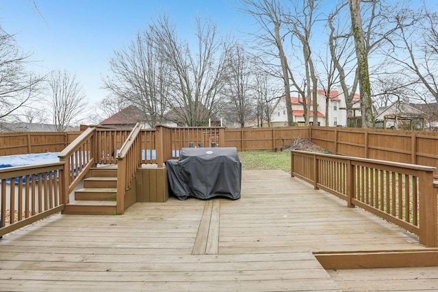 deck with area for grilling