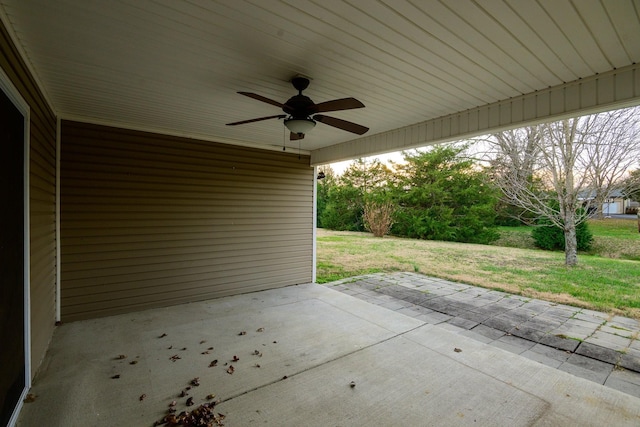 view of patio / terrace featuring ceiling fan