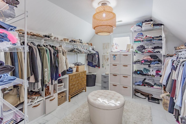 spacious closet featuring lofted ceiling