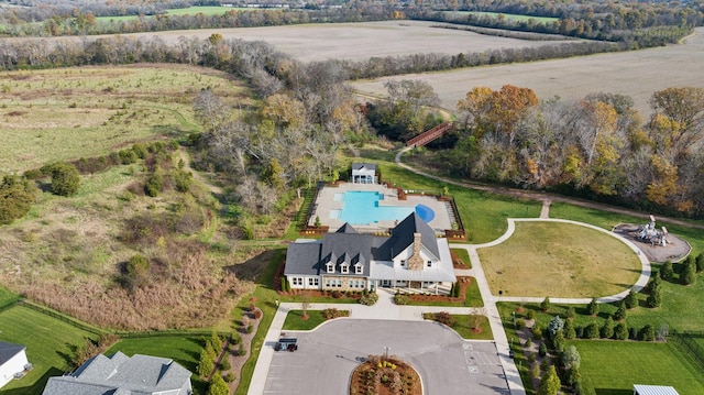 bird's eye view with a rural view