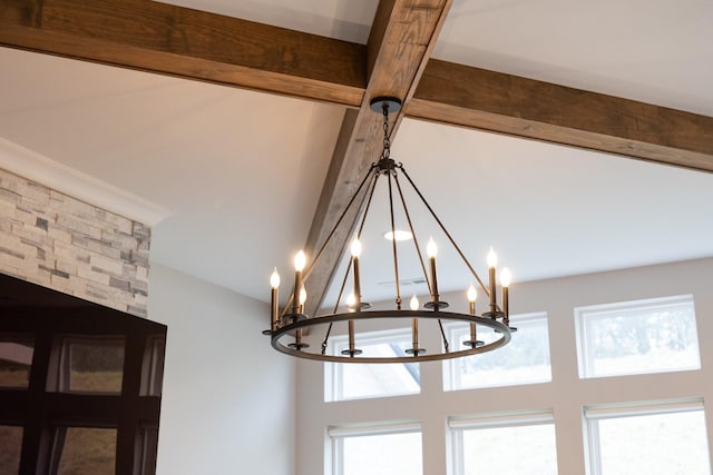 interior details featuring beamed ceiling