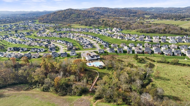 aerial view with a residential view and a mountain view