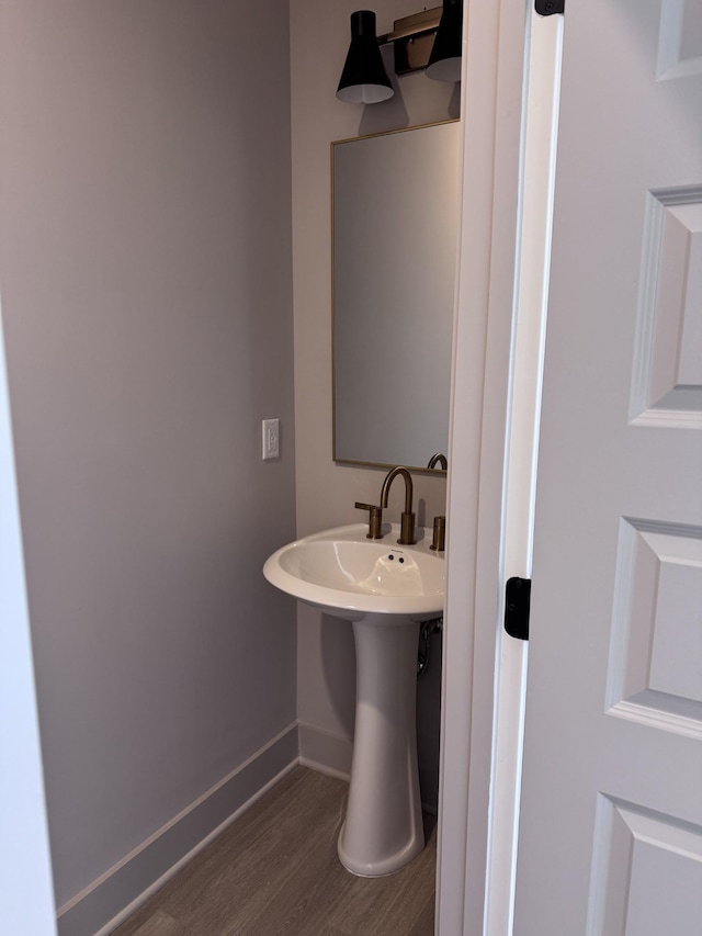 bathroom featuring sink and wood-type flooring