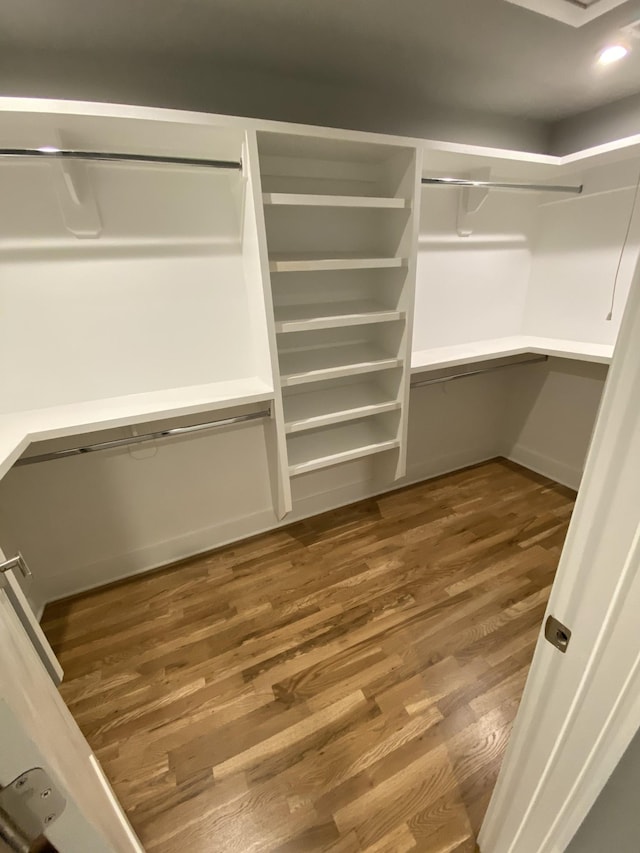 walk in closet featuring hardwood / wood-style flooring