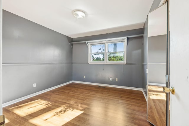 spare room with wood-type flooring