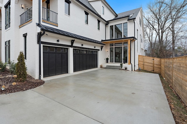 exterior space with a garage