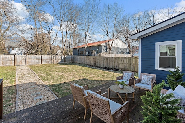 wooden deck with a yard