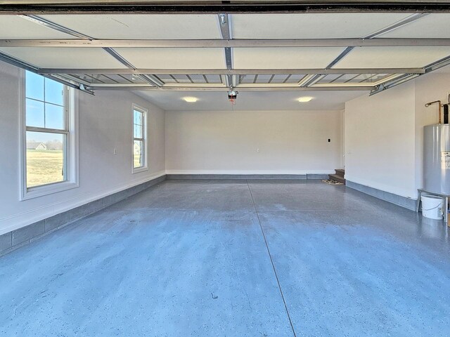 garage featuring water heater