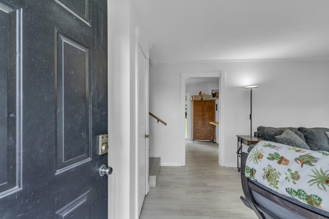 bedroom with light wood-type flooring