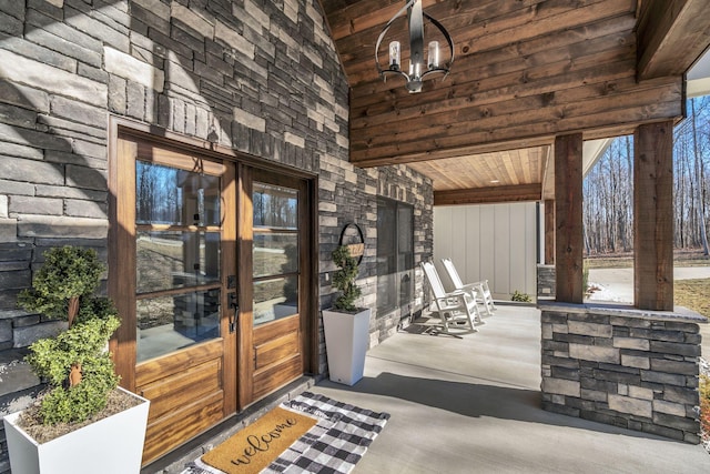 doorway to property featuring french doors