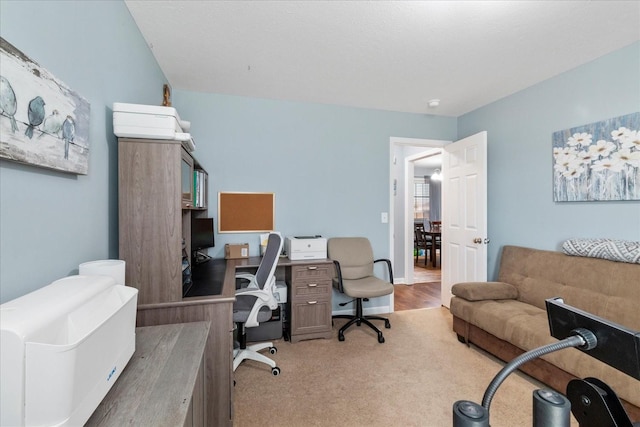 view of carpeted office space