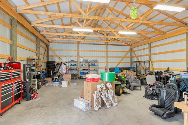 garage featuring a workshop area