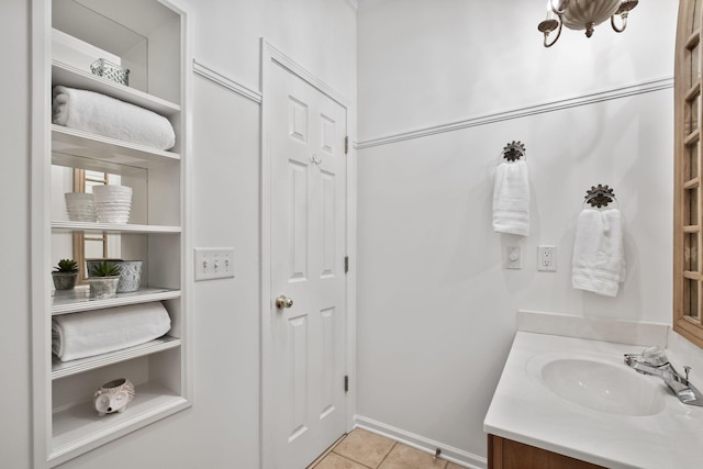 bathroom featuring vanity and tile patterned floors